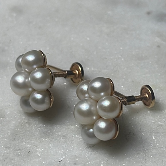 14K Genuine Pearls Earrings - Picture 3 of 4